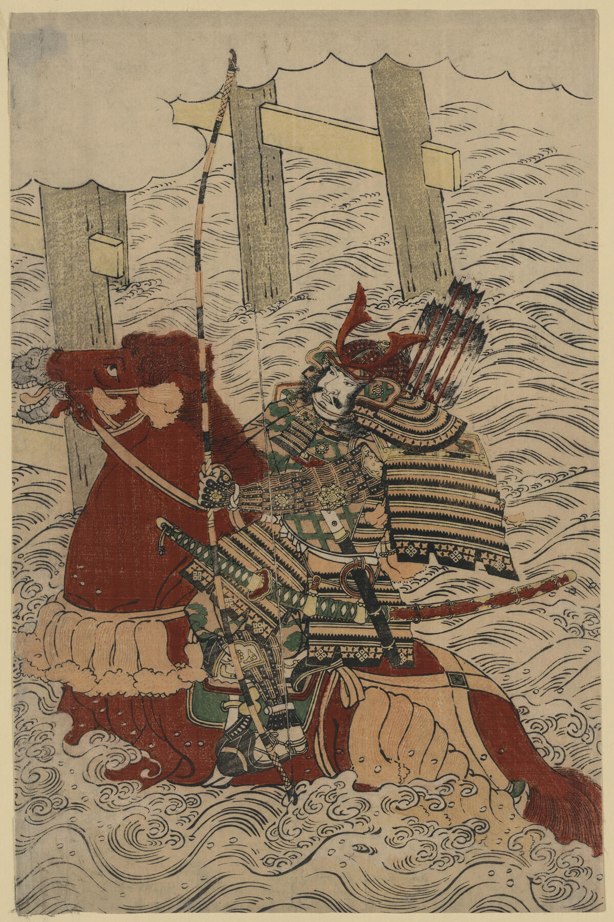 Kitao Shigemasa, 宇治川先陣争い 佐々木高綱 | "Sasaki Takatsuna at the Battle of Uji River"